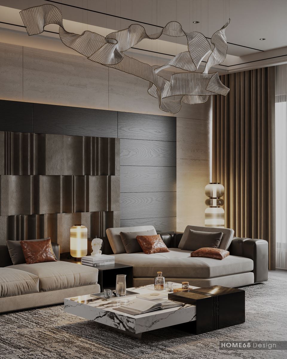 Mẫu thiết kế nội thất phòng khách hiện đại, sang trọng - HOME68