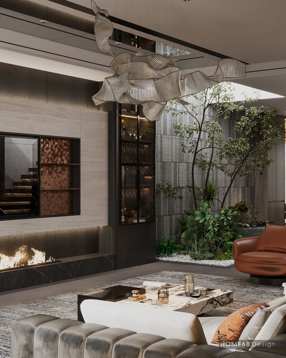 Mẫu thiết kế nội thất phòng khách hiện đại, sang trọng - HOME68