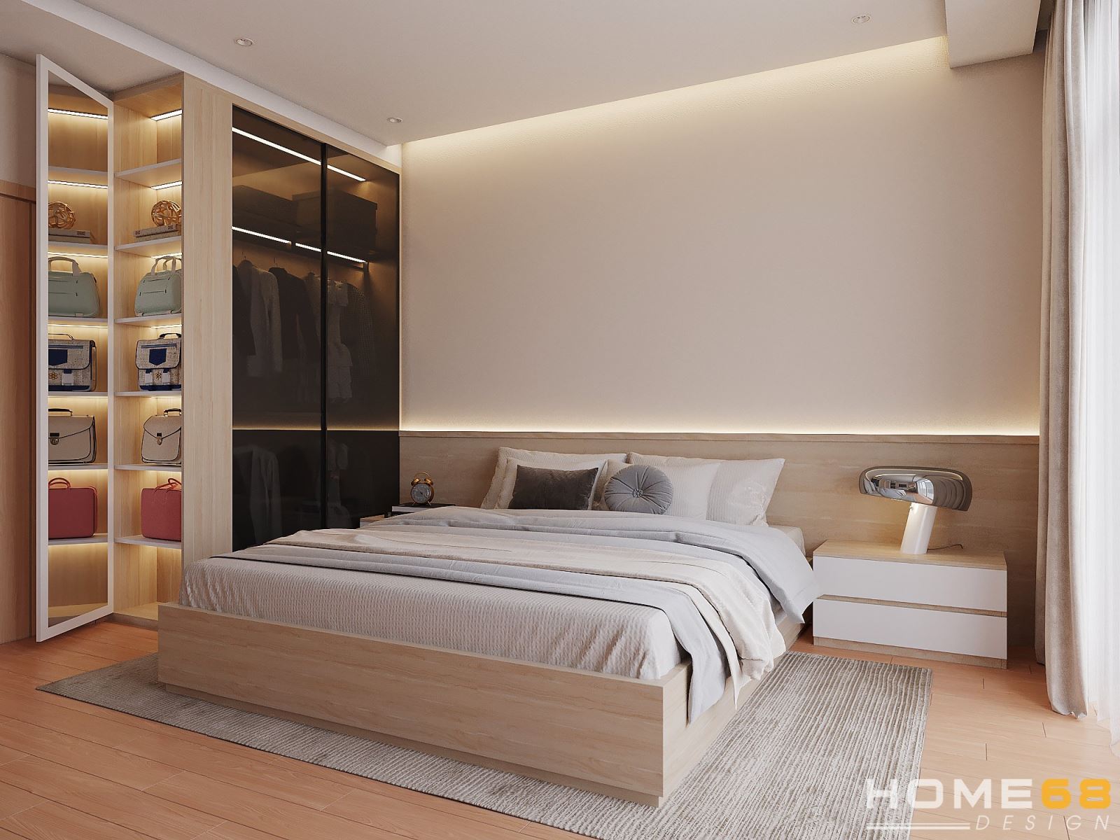 Phòng ngủ được đội ngũ HOME68 thiết kế một cách tỉ mỉ, và kỹ càng