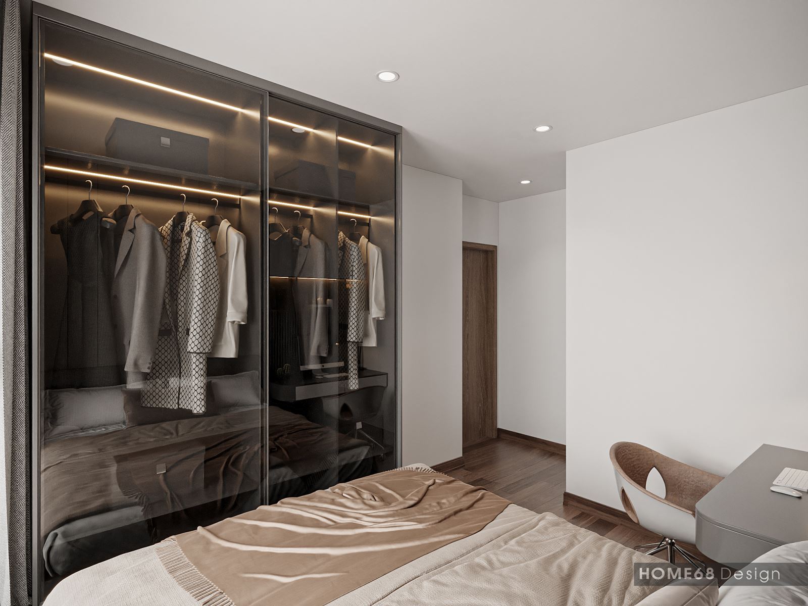 Căn phòng  ngủ có không gian nội thất hiện đại, rộng rãi