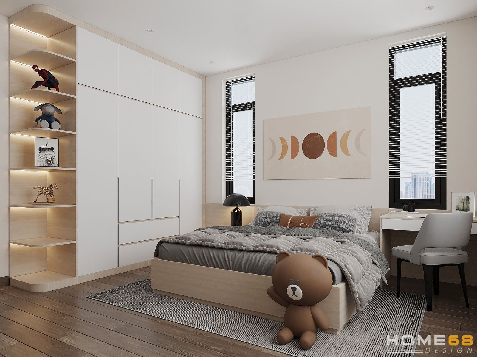 Thiết kế nội thất phòng ngủ con trai hiện đại, độc đáo - HOME68