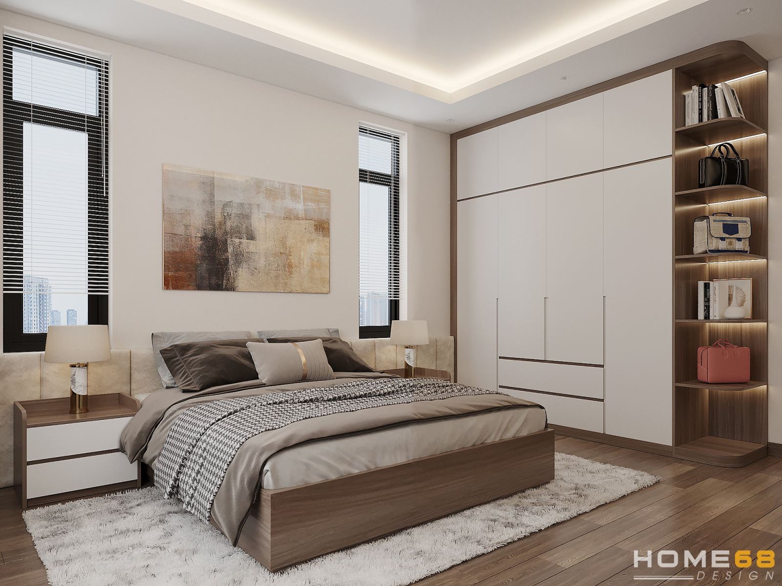 HOME68 thiết kế nội thất phòng ngủ master hiện đại, đẳng cấp