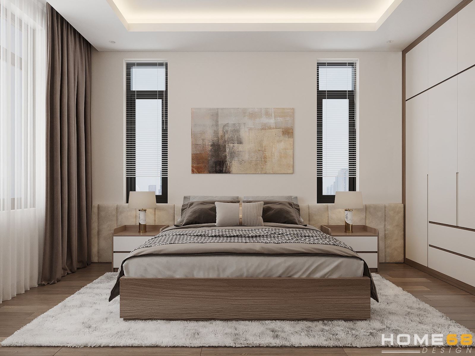 Công trình thiết kế nội thất phòng ngủ master đẹp, lộng lẫy  - HOME68