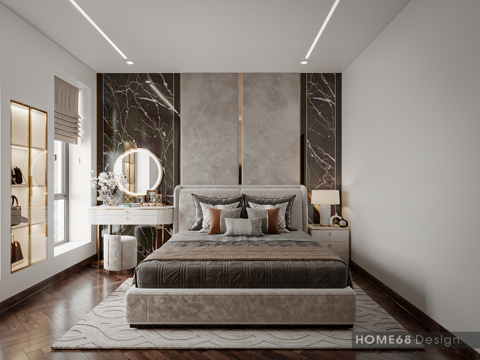 Thiết kế nội thất phòng ngủ hiện đại, sang trọng- CĐT chị Huyền tại Hoàng Huy Reversite -Hải Phòng