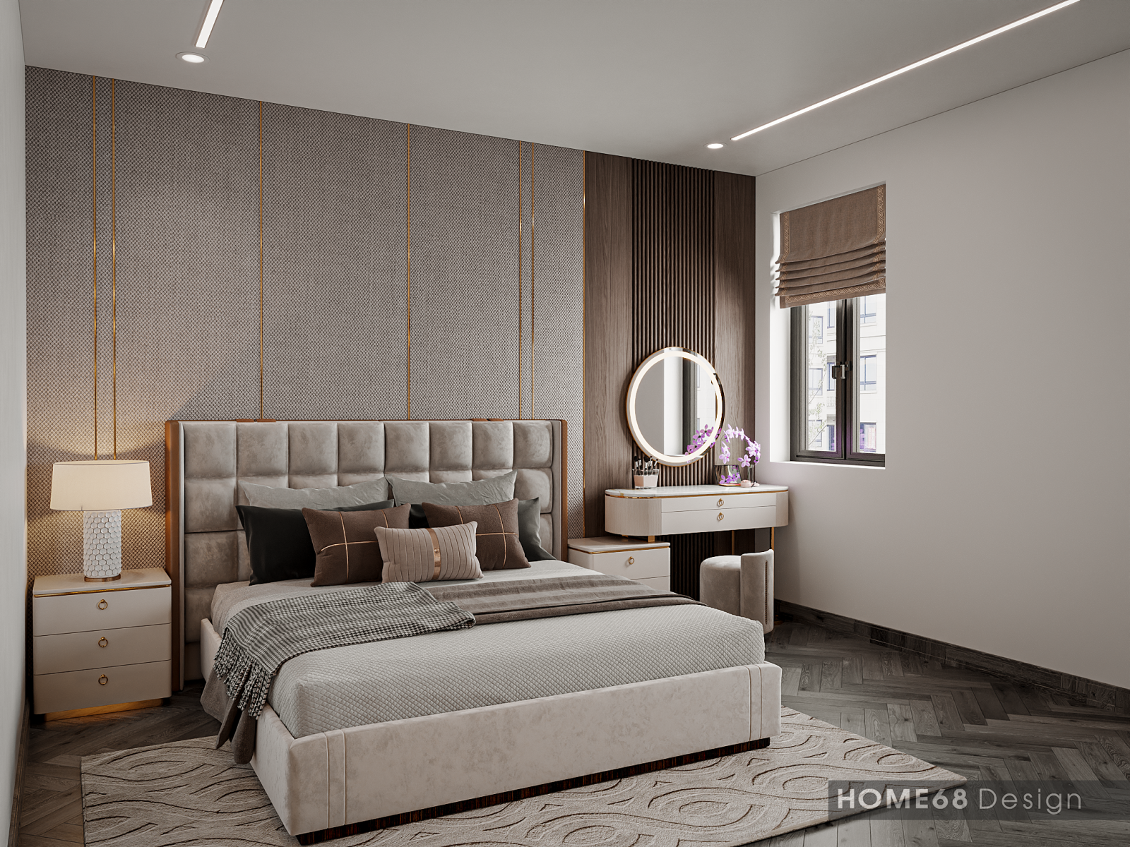 Kiến trúc gỗ được lựa chọn làm điểm chủ đạo trong nội thất của phòng ngủ