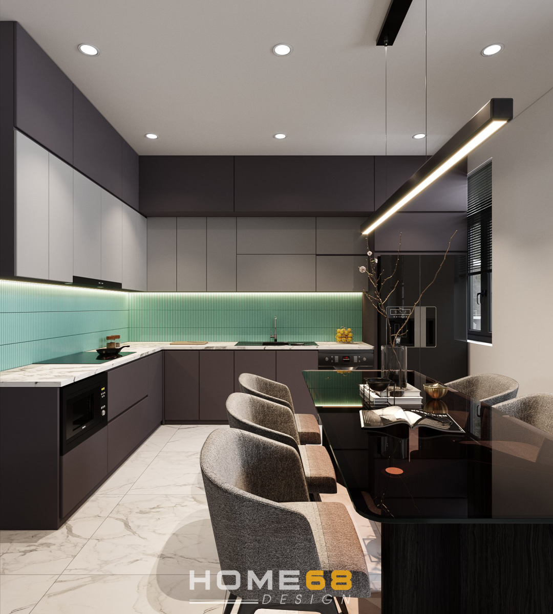 Thiết kế nội thất bếp nhà phố hiện đại, tiện nghi- HOME68