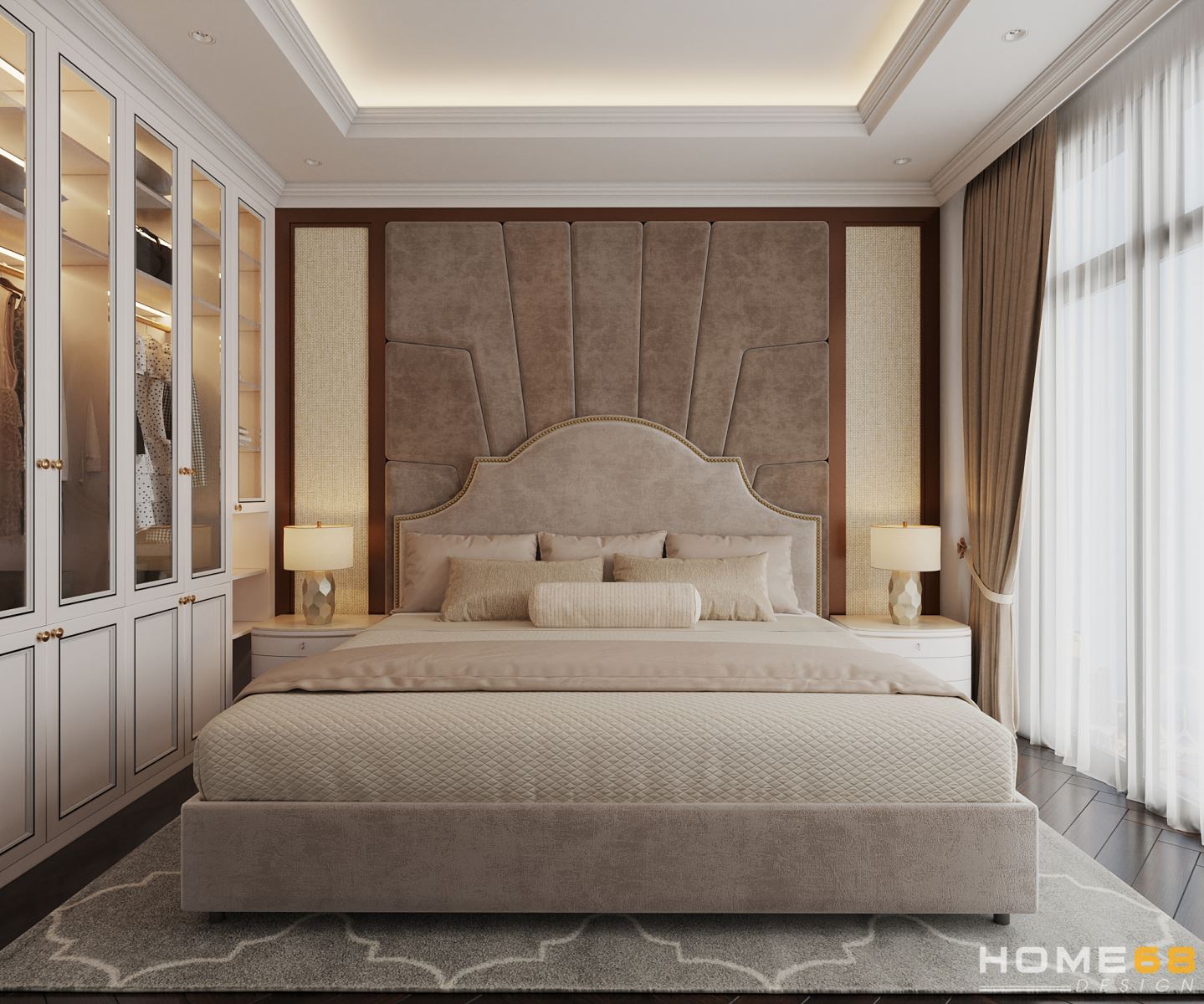 Thiết kế nội thất phòng ngủ master phong cách tân cổ luxury- HOME68