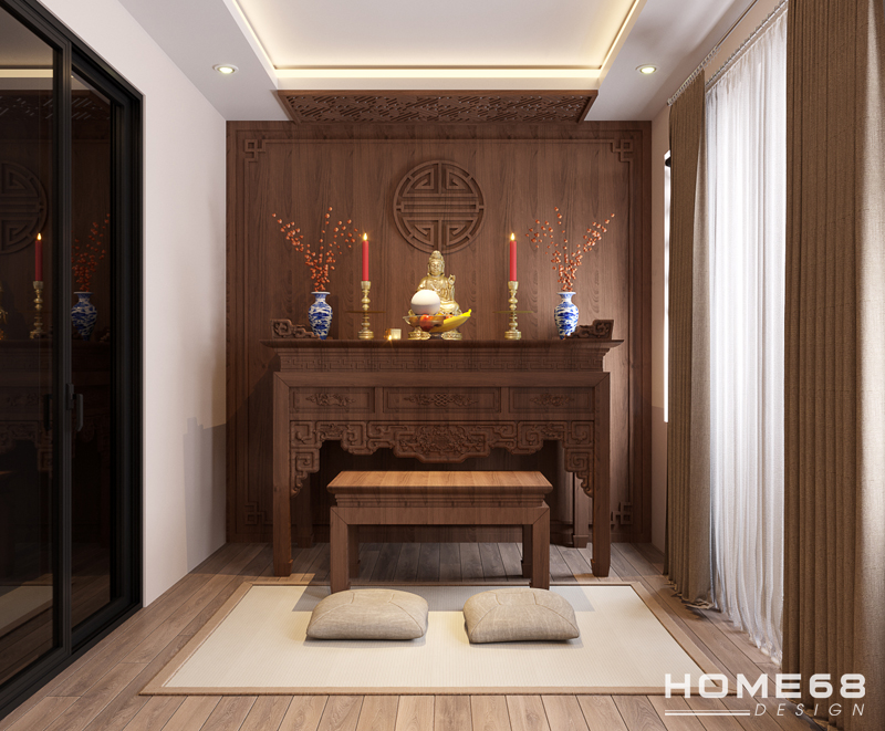 Thiết kế nội thất phòng thờ hiện đại, ấm cúng- HOME68