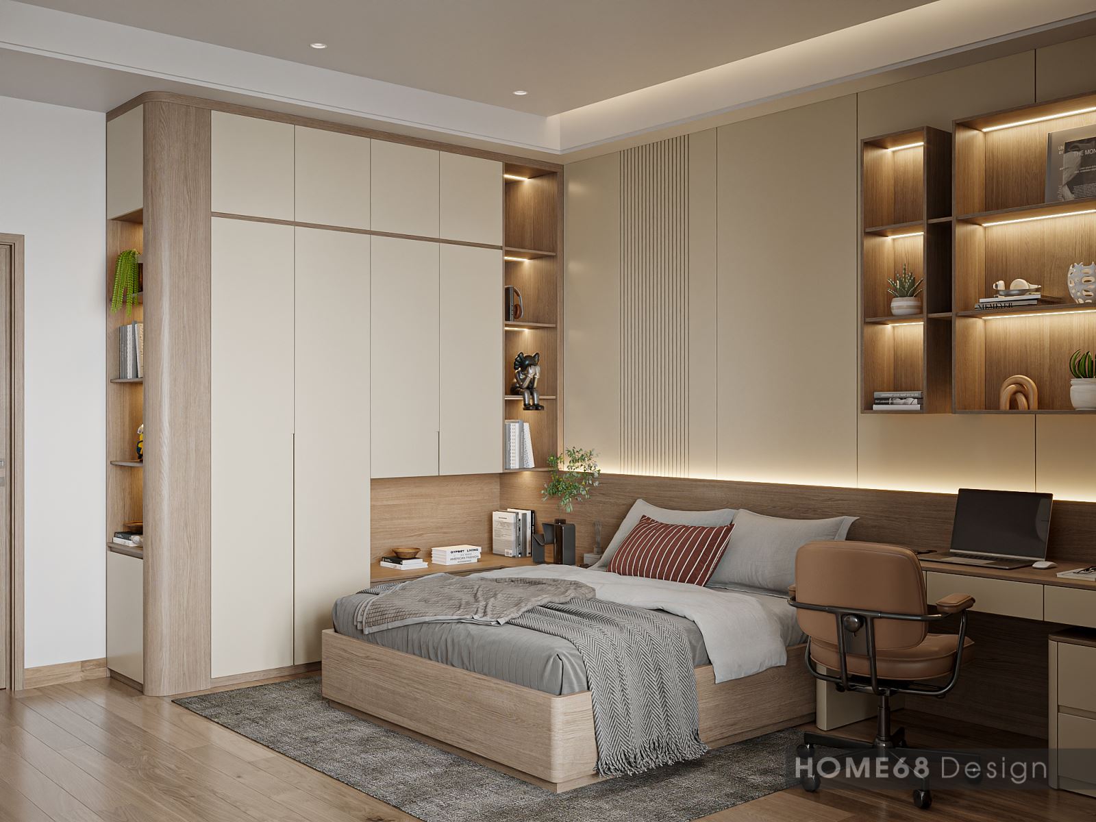 HOME68 thiết kế nội thất phòng ngủ hiện đại, trẻ trung tại Hải Phòng