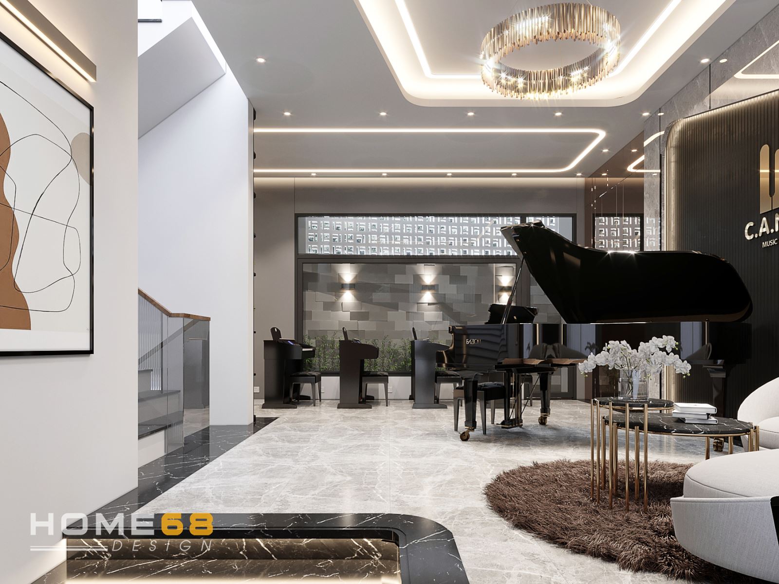 Phòng học piano với nội thất tiện nghi, hiện đại- Dự án của HOME68