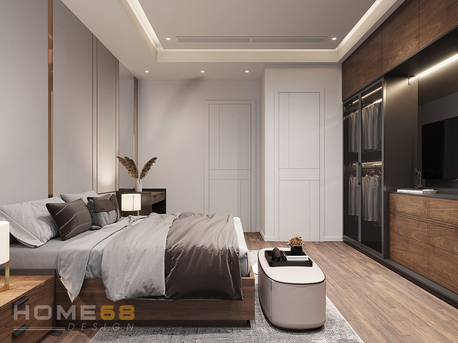 Thiết kế nội thất phòng ngủ masrer hiện đại, đằng cấp- HOME68