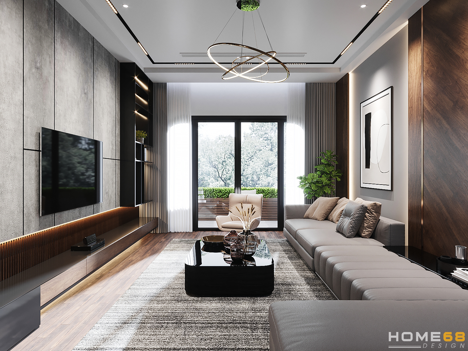 Mẫu thiết kế nội thất phòng khách Modern Style tiện nghi, ấn tượng tại Hải Phòng