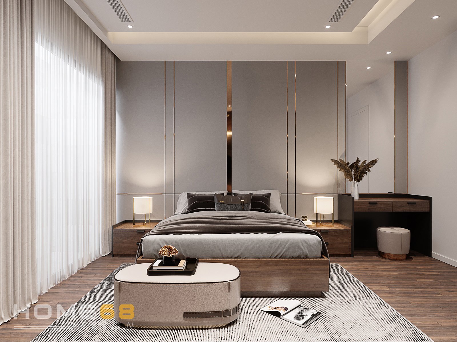 Mẫu thiết kế nội thất phòng ngủ master đơn giản, hiên đại nhưng tiện nghi- HOME68