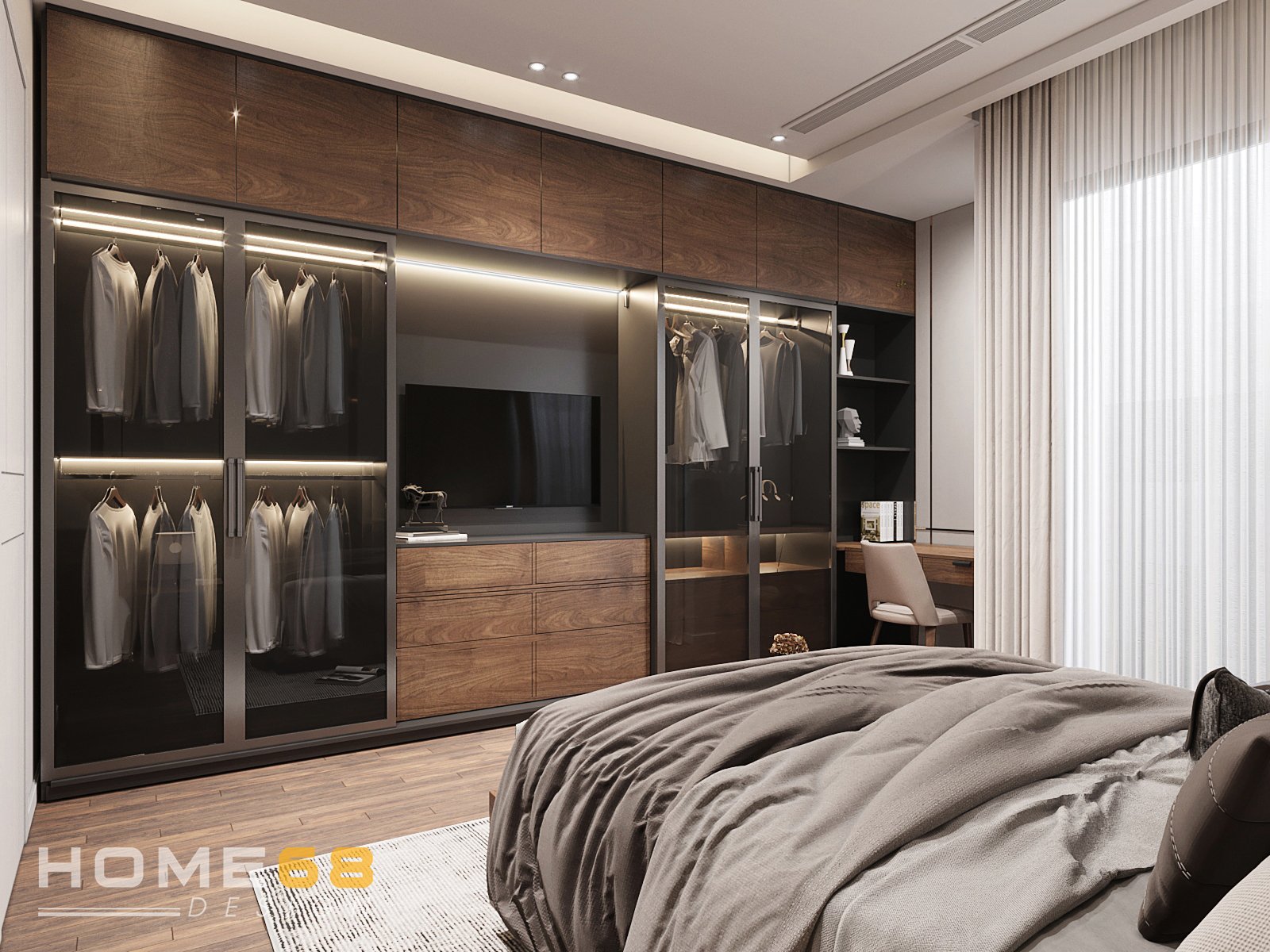 Phòng ngủ master hiện đại, thanh lịch mà ấn tượng, thiết kế bởi HOME68