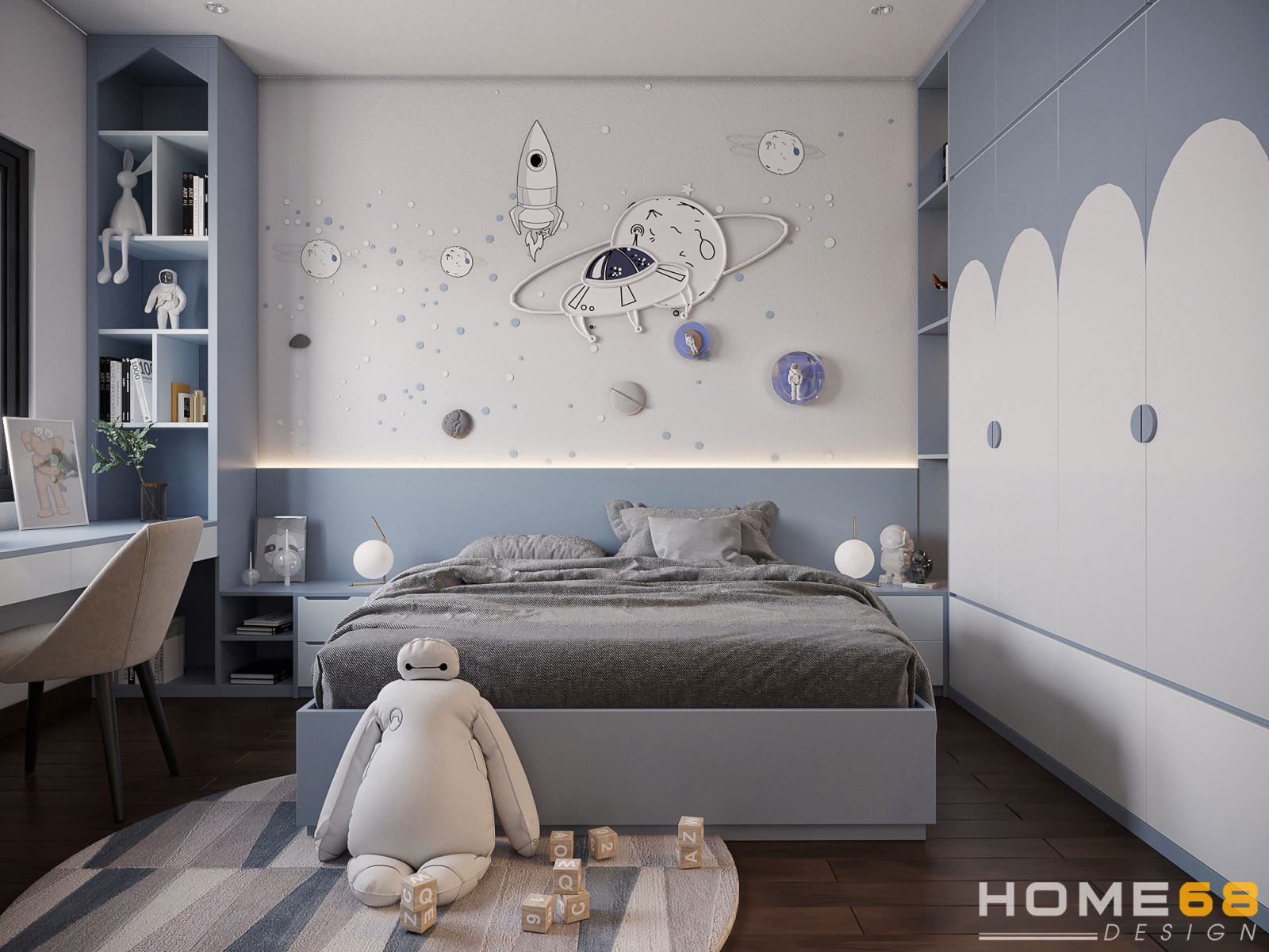 Thiết kế nội thất phòng ngủ cho con hiện đại, sinh động - HOME68