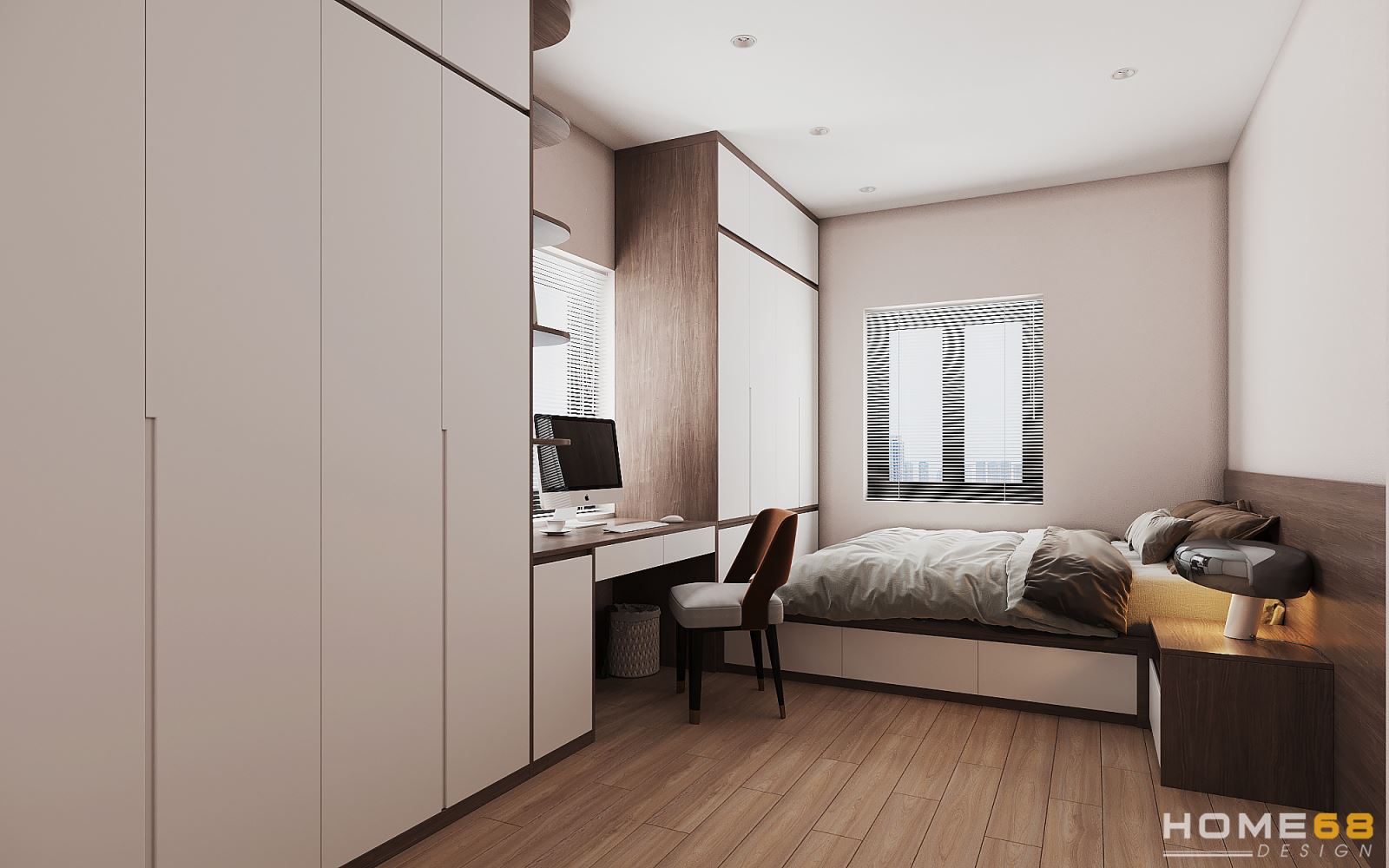 Thiết kế nội thất phòng ngủ con trai hiện đại, tối giản- HOME68