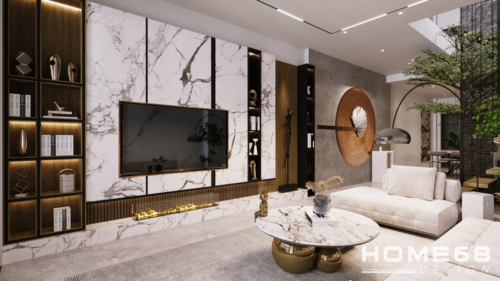 Mẫu thiết kế nội thất phòng khách hiện đại, ấn tượng- HOME68