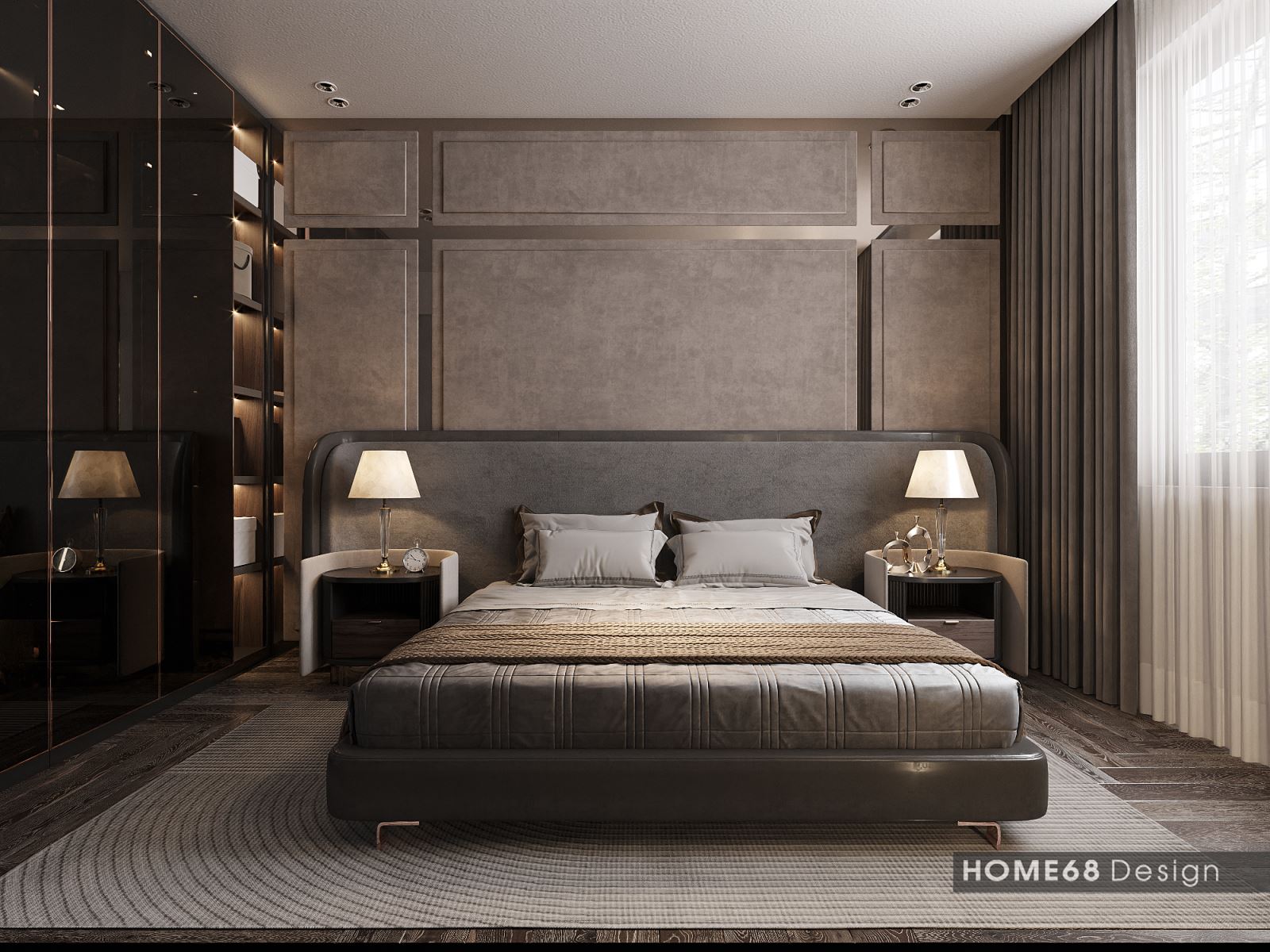 Phòng ngủ được thiết kế hiện đại mang lại cảm giác ấm áp, dịu dàng