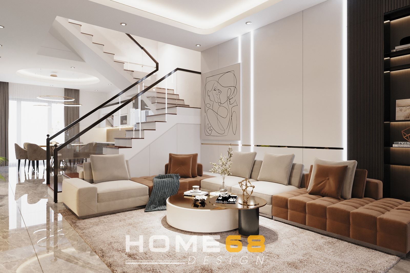 HOME68 thiết kế nội thất phòng khách hiện đại, thanh lịch