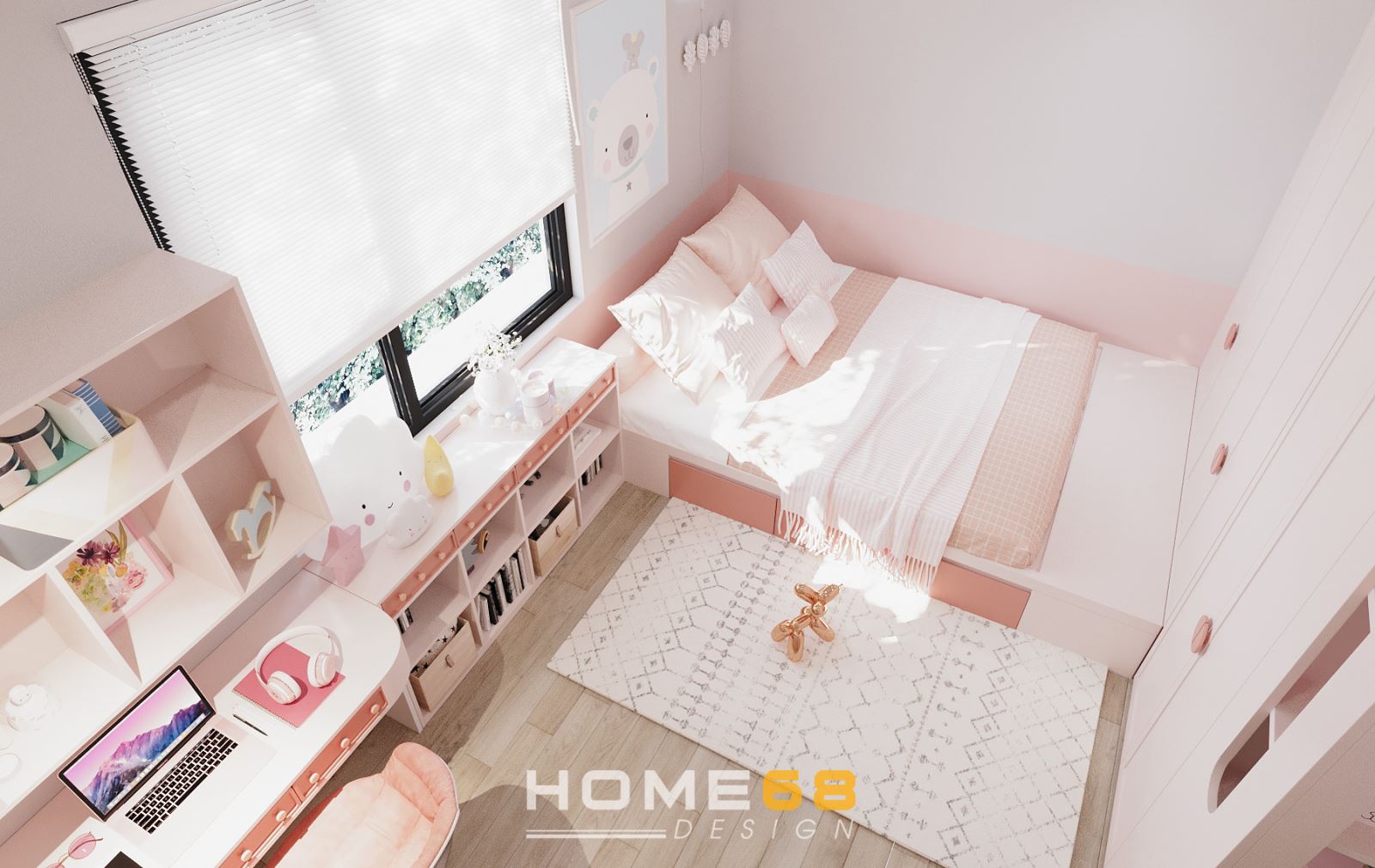 Dự án thiết kế phòng ngủ bé gái hiện đại, đáng yêu của HOME68 tại Hải Phòng