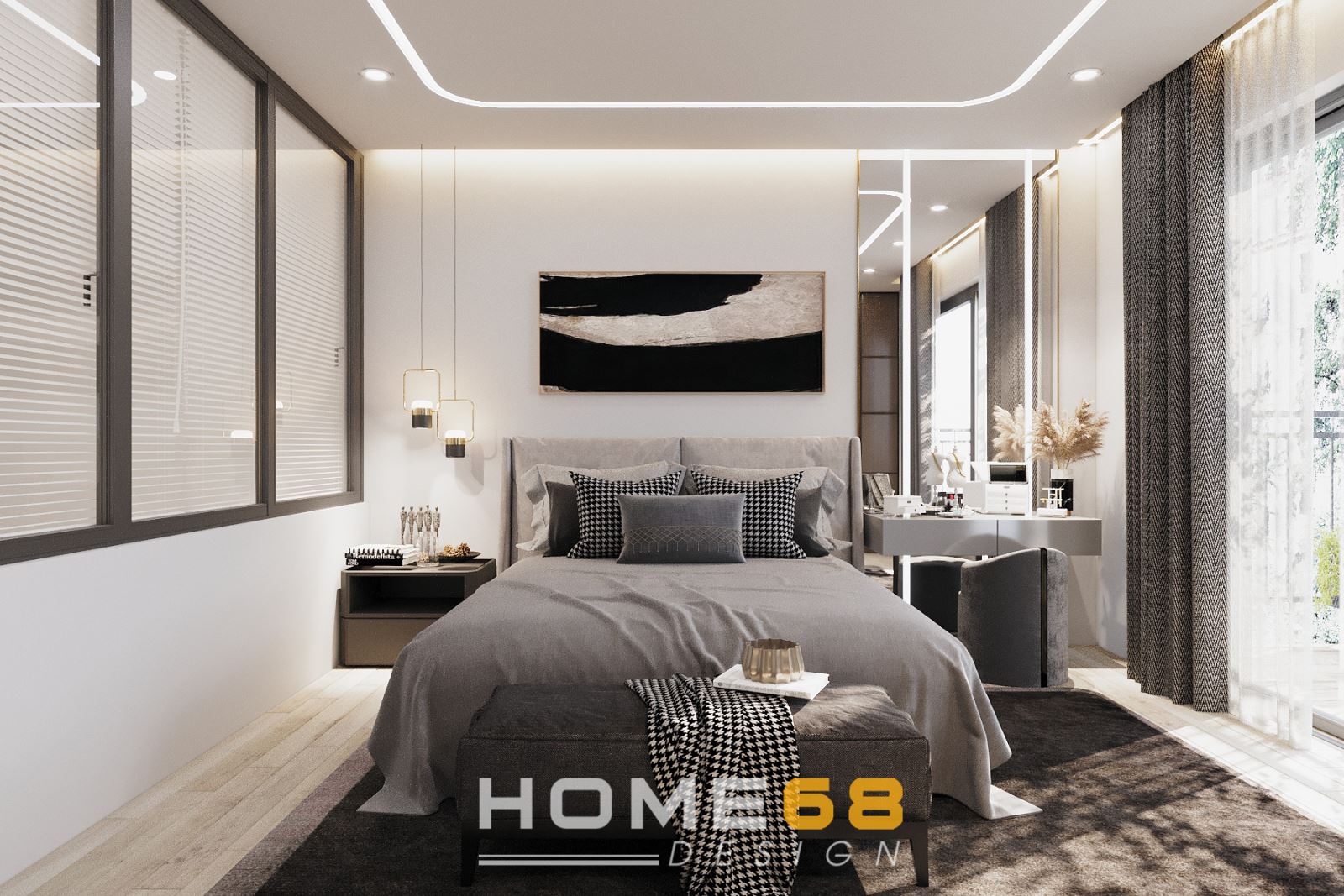 Thiết kế nội thất phòng ngủ master hiện đại, sang trọng- HOME68