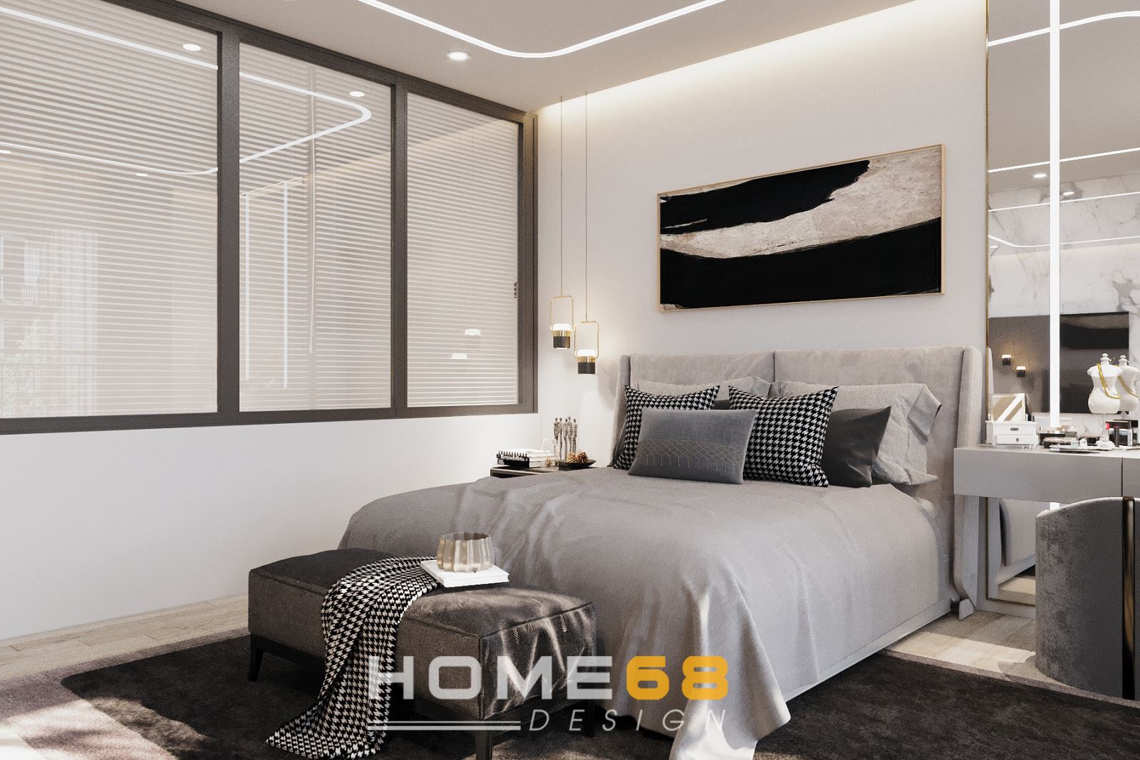 Thiết kế nội thất phòng ngủ master hiện đại, tinh tế- HOME68