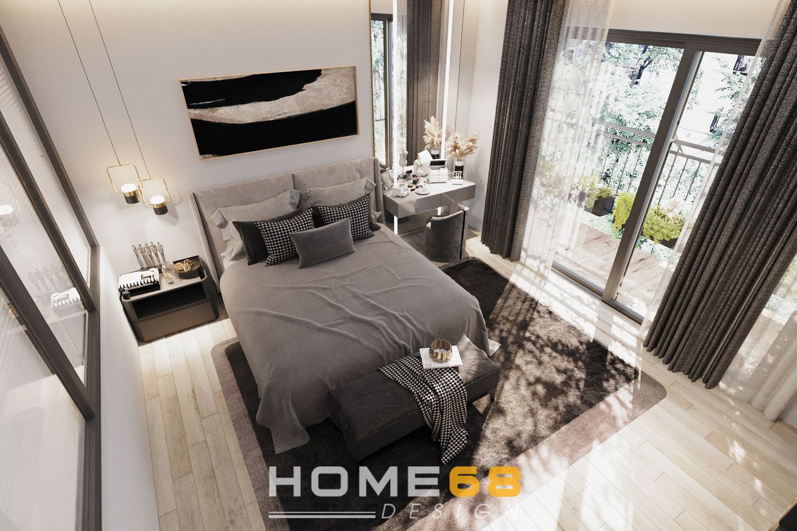 Thiết kế nội thất phòng ngủ master hiện đại, đẳng cấp- HOME68