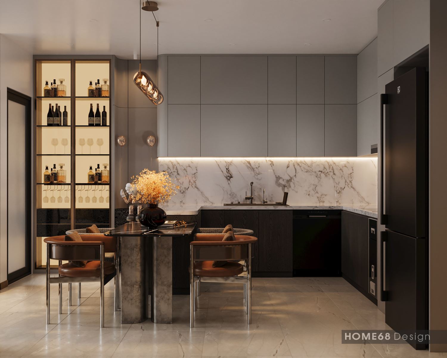 Thiết kế nội thất phòng bếp hiện đại, sang trọng - HOME 68