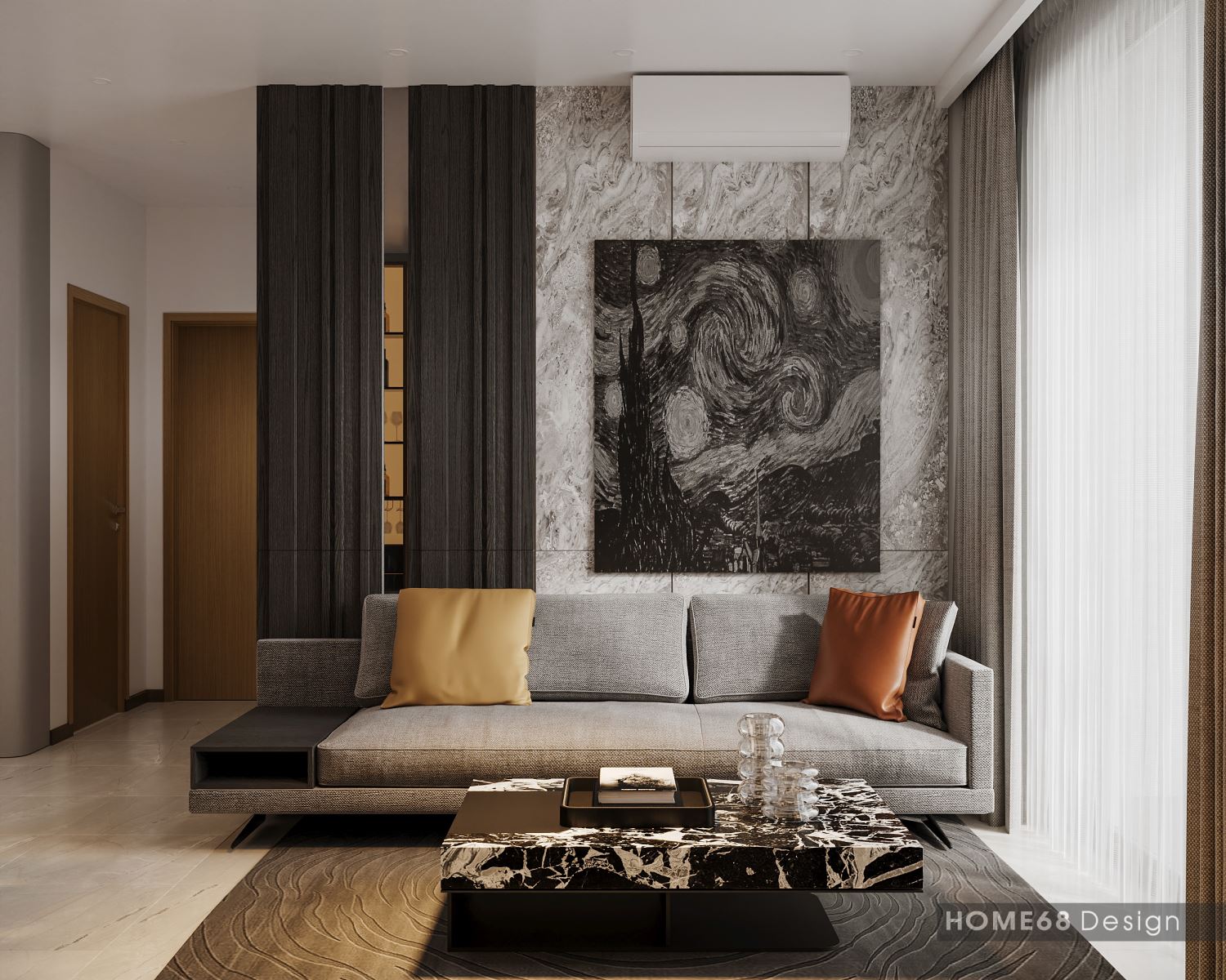 Mẫu thiết kế nội thất phòng khách hiện đại, sang trọng - HOME68