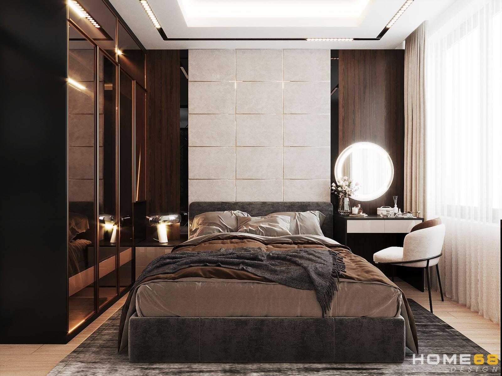 Thiết kế nội thất phòng ngủ hiện đại, đẳng cấp- HOME68