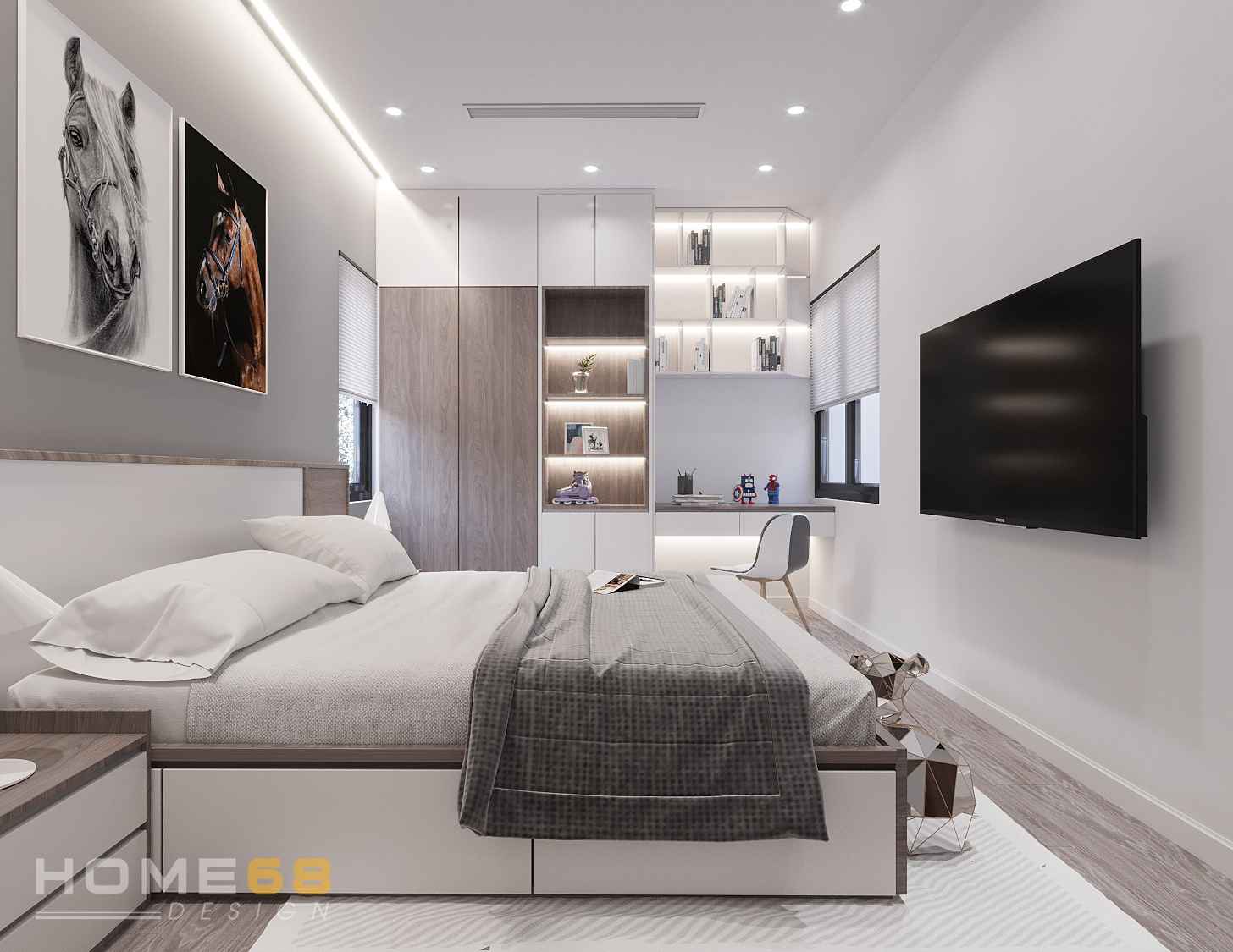 Phòng ngủ khách với lối thiết kế hiện đại, tiện nghi- HOME68