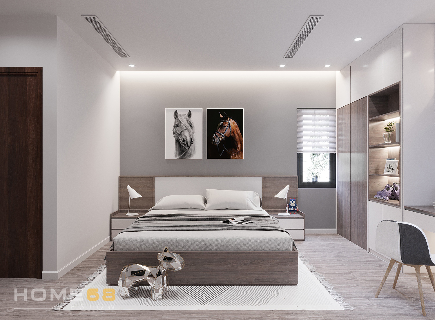 Thiết kế nội thất phòng ngủ khách hiện đại, thanh lịch- HOME68