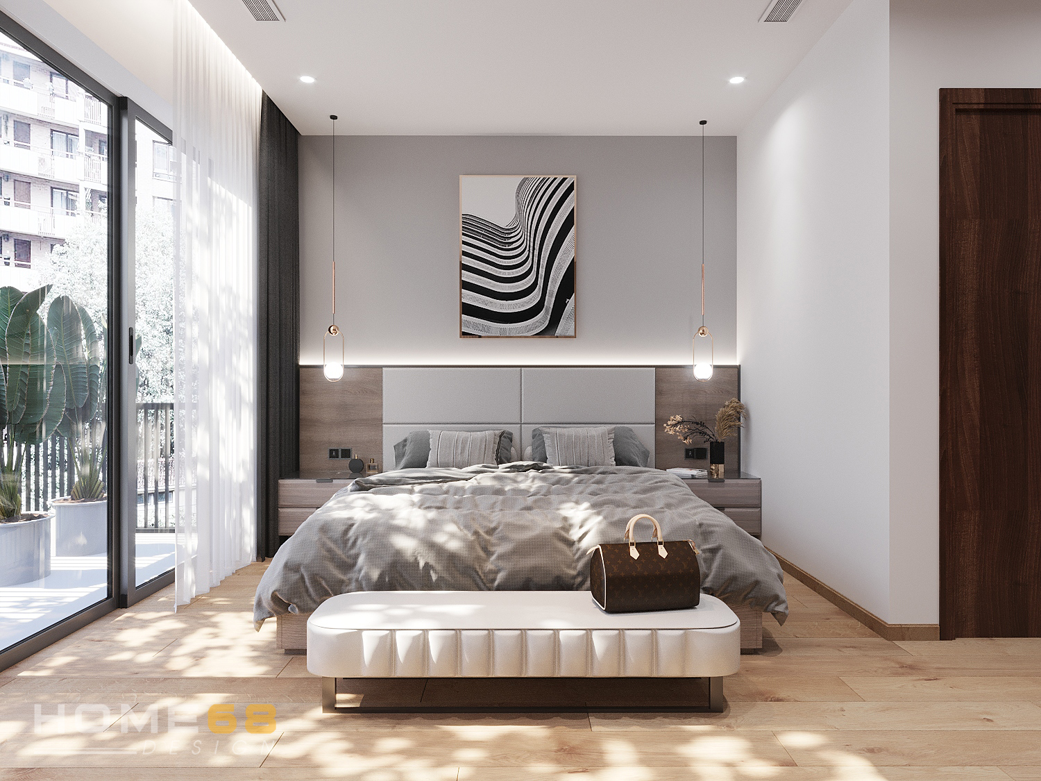 Mẫu thiết kế nội thất phòng ngủ master hiện đại, tinh tế- HOME68