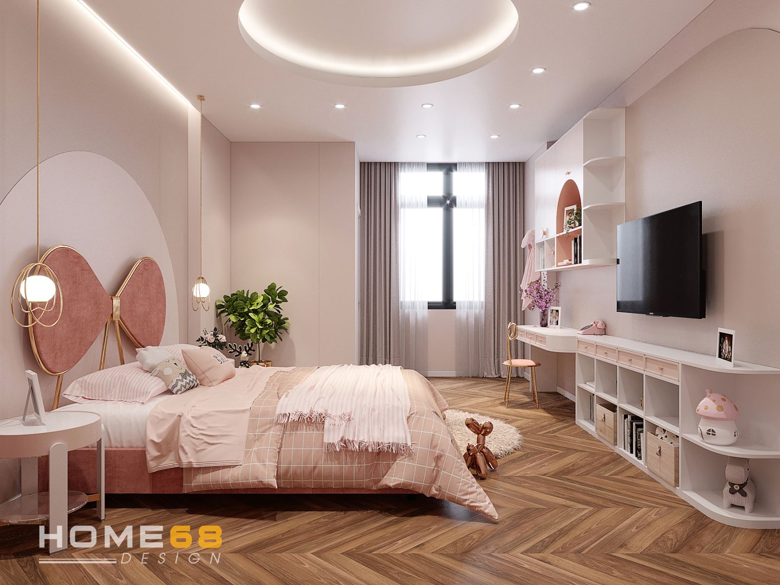 Dự án thiết kế phòng ngủ con gái hiện đại, sinh động- HOME68