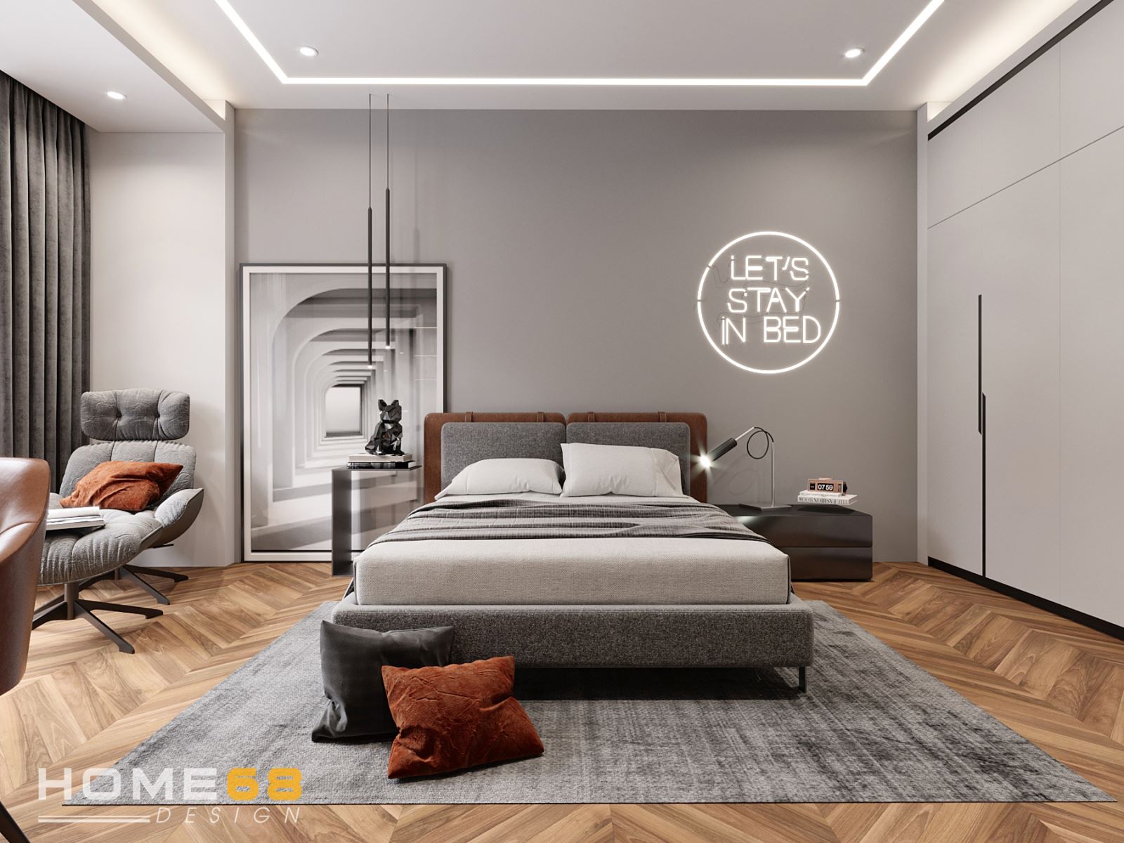 Thiết kế nội thất phòng ngủ con trai năng động, hiện đại- HOME68