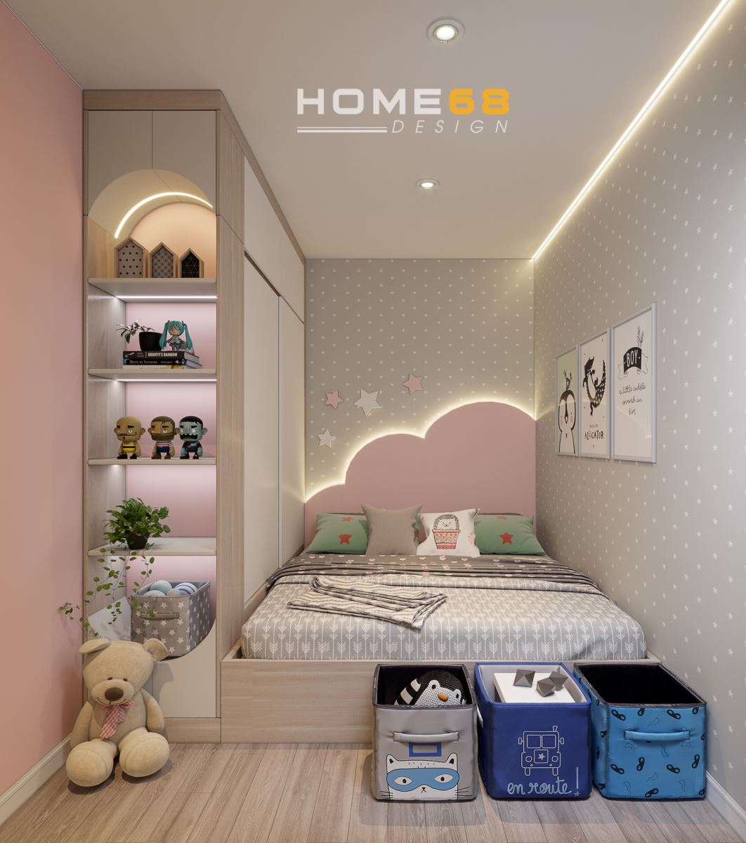 Thiết kế nội thất phòng ngủ con gái đáng yêu, nhẹ nhàng- HOME68