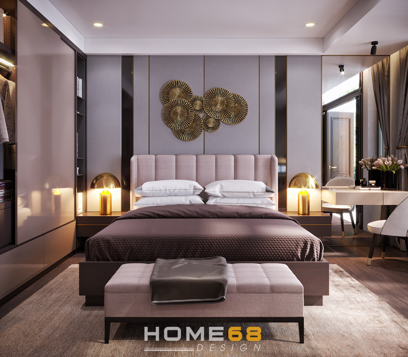 Dự án thiết kế nội thất phòng ngủ master hiện đại, tinh tế- HOME68