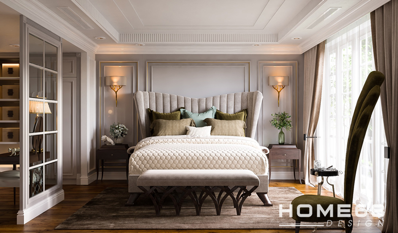 Thiết kế nội thất phòng ngủ master tân cổ luxury tinh tế- HOME68