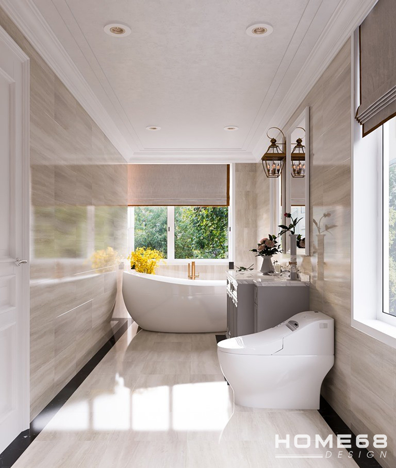 Thiết kế nội thất phòng tắm tân cổ luxury tiện nghi, sang trọng- HOME68