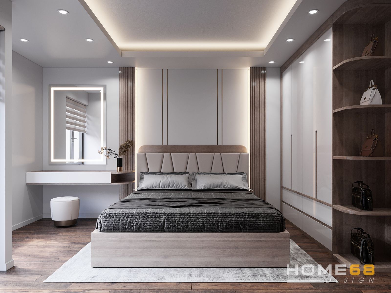 Thiết kế nội thất phòng ngủ hiện đại, tinh tế- HOME68