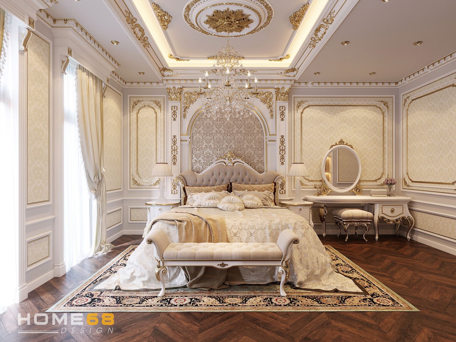 Mẫu thiết kế phòng ngủ cổ điển- dự án HOME68