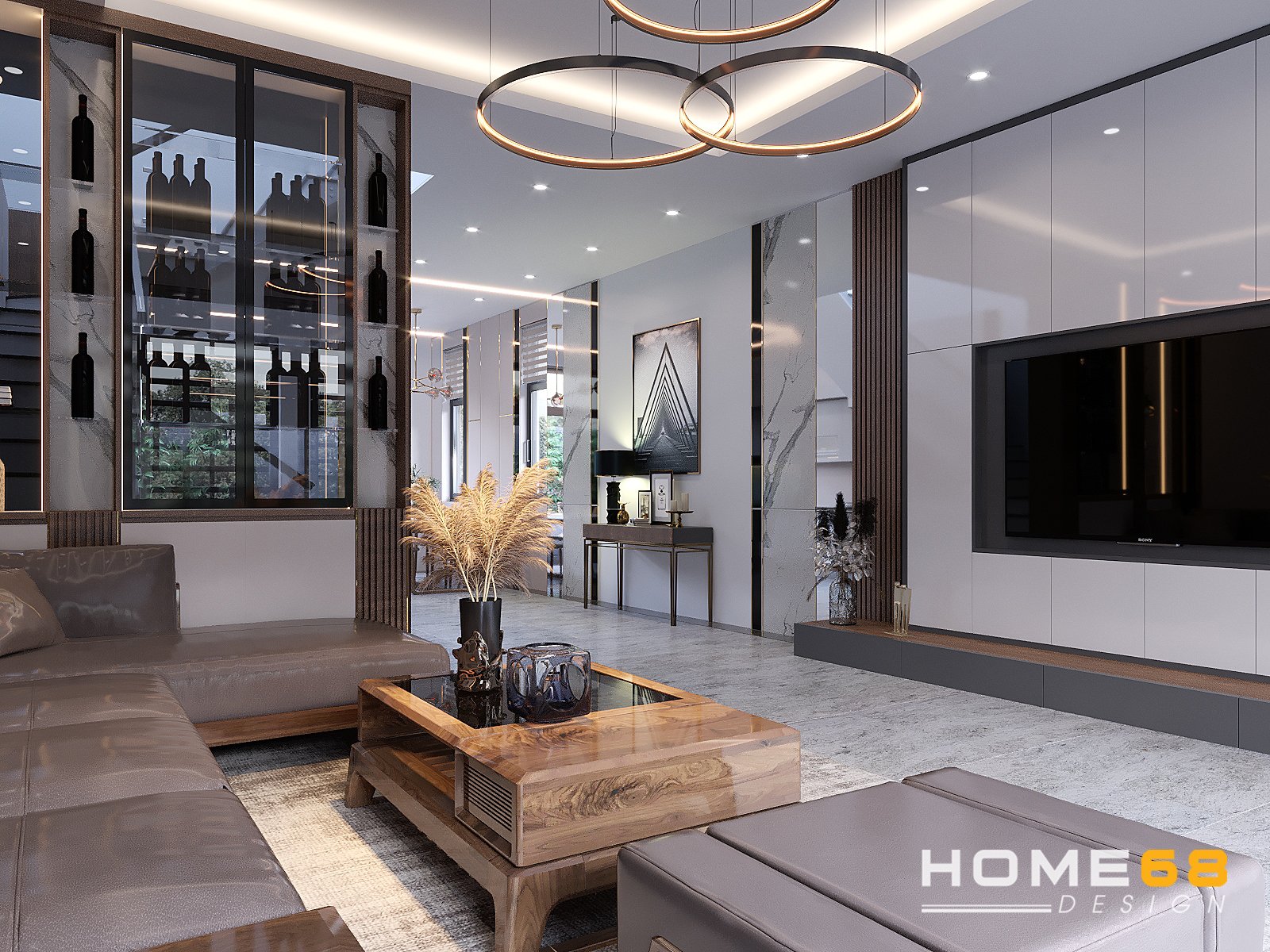 Dự án thiết kế nội thất phòng khách hiện đại, đẹp mê ly- HOME68