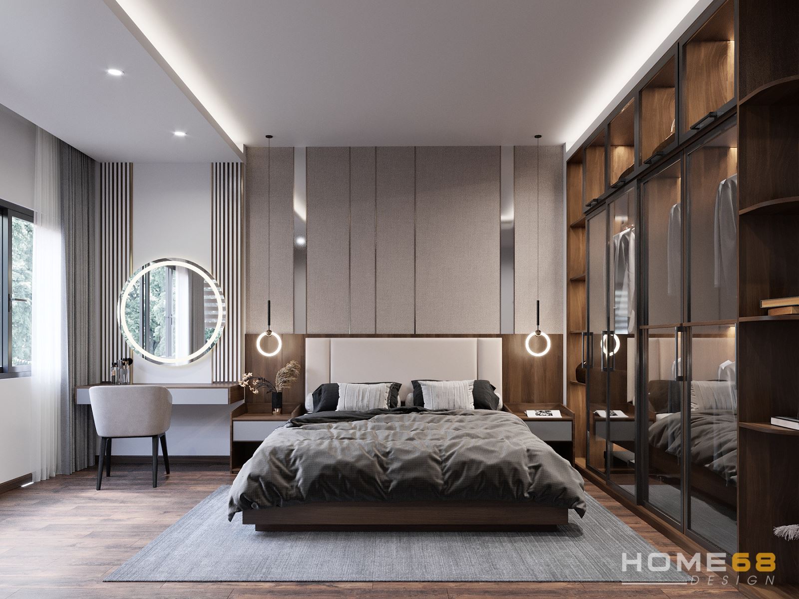 Thiết kế nội thất phòng ngủ hiện đại, sang trọng- HOME68