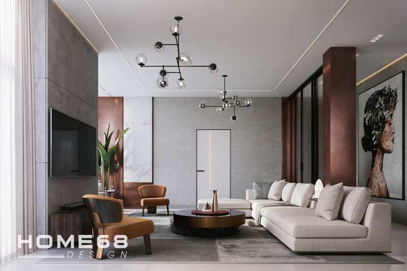 Thiết kế nội thất phòng khách penthouse hiện đại- HOME68