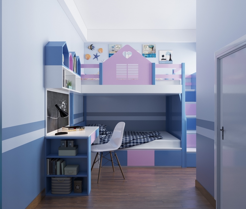 Phòng ngủ bé với diện tích nhỏ, sử dụng nội thất thông minh, hiện đại- HOME68