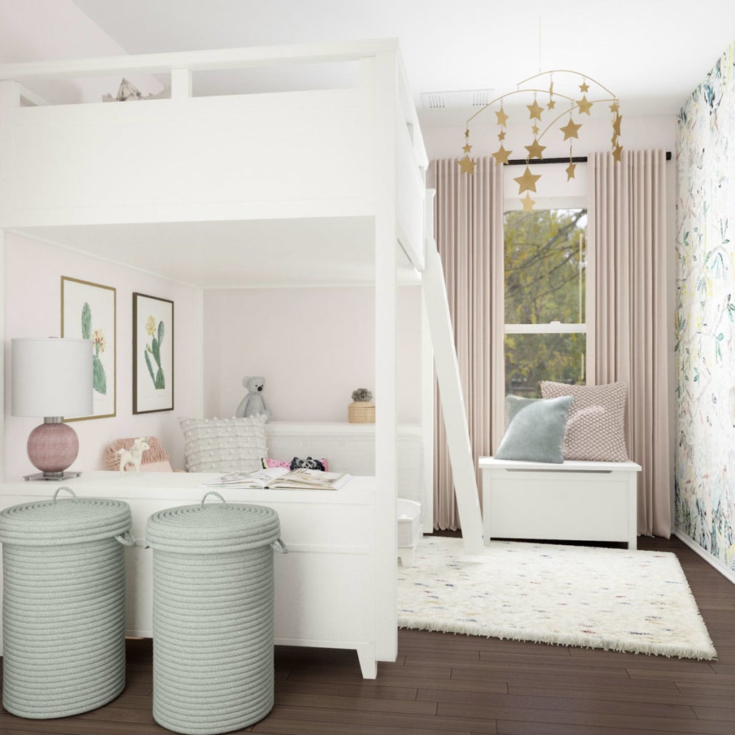 Phòng ngủ cho bé với diện tích nhỏ sử dụng nội thất hiện đại với gam màu pastel nhẹ nhàng- HOME68
