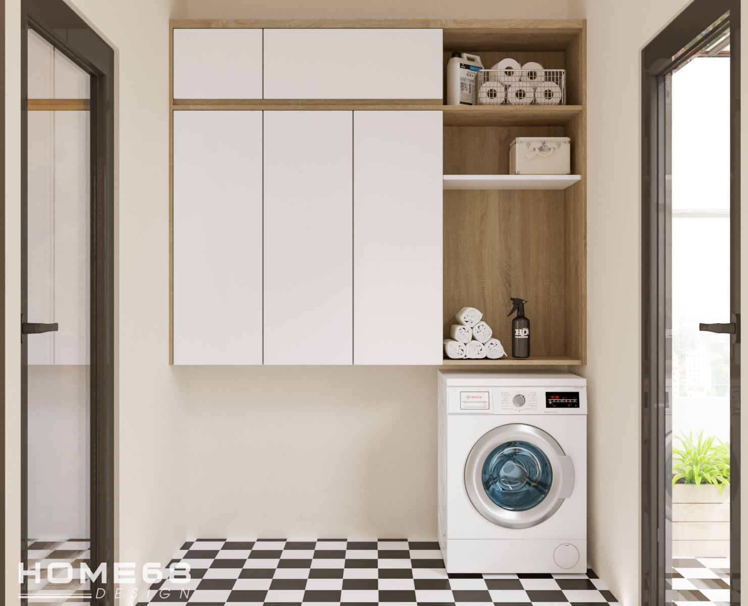 Phòng giặt đầy đủ tiện nghi, thiết kế hiện đại, thông minh