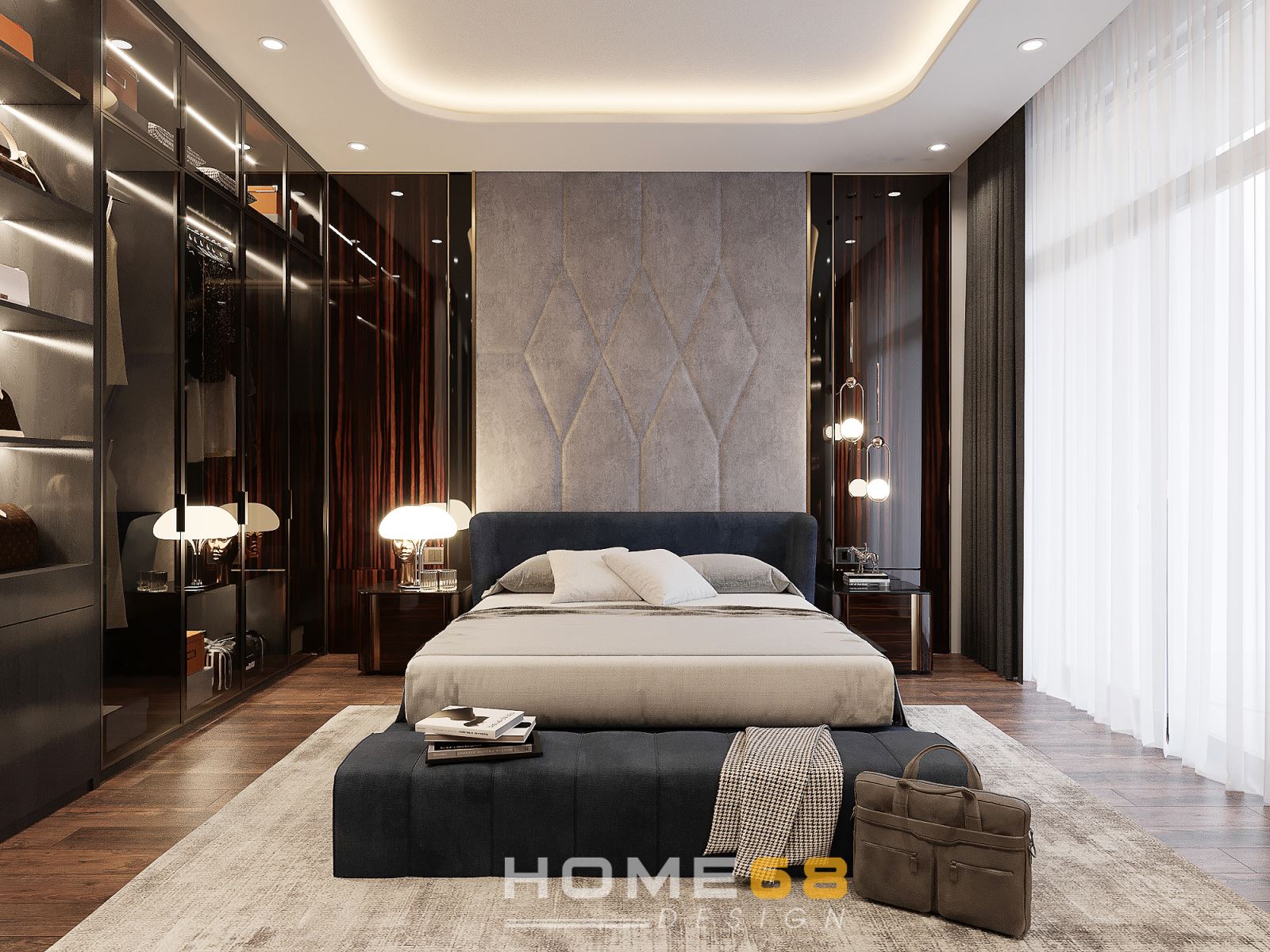 Thiết kế nội thất phòng ngủ của HOME68 đảm bảo đủ công năng, thẩm mỹ và yếu tố phong thủy