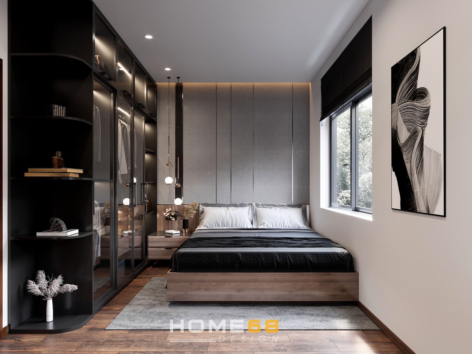 Thiết kế nội thất phòng ngủ modern style đơn giản, độc đáo -HOME68