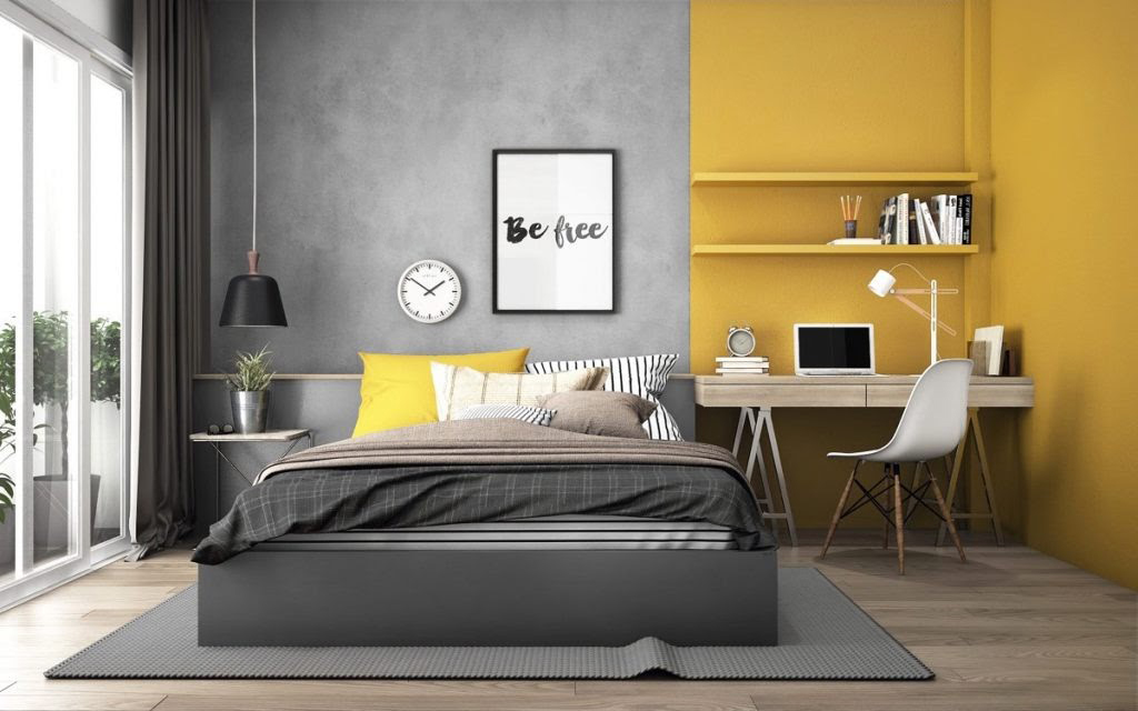 Thiết kế nội thất tone xám- vàng cho không gian thêm hiện đại, đặc săc- HOME68